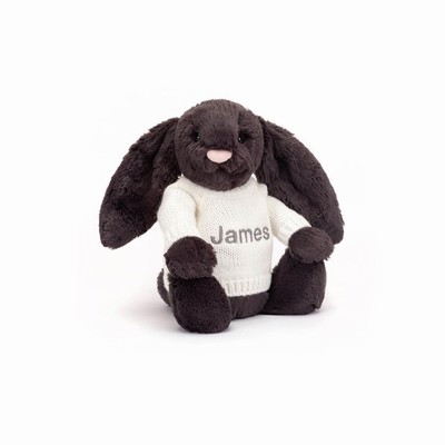 Jellycat Bashful Inky Bunny with Cream Jumper UK | 09451BFOD